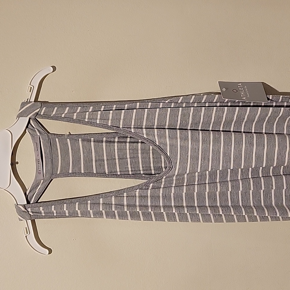 ❤️ NWT! ATHLETA STRIPED RACERBACK RUCHED MIDI DRESS, XL - Picture 5 of 11
